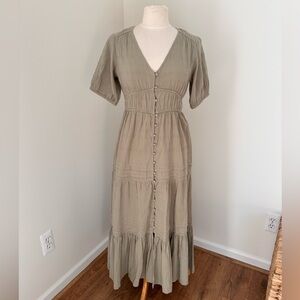 Sage Green Cotton Button Dress